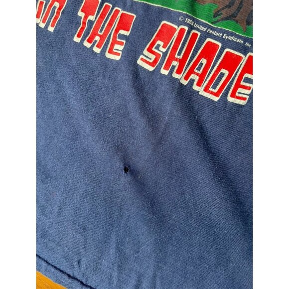 Vintage Peanuts Snoopy MADE IN THE SHADE Blue T Shirt 50’s Size Large (HOLE) - Picture 3 of 7